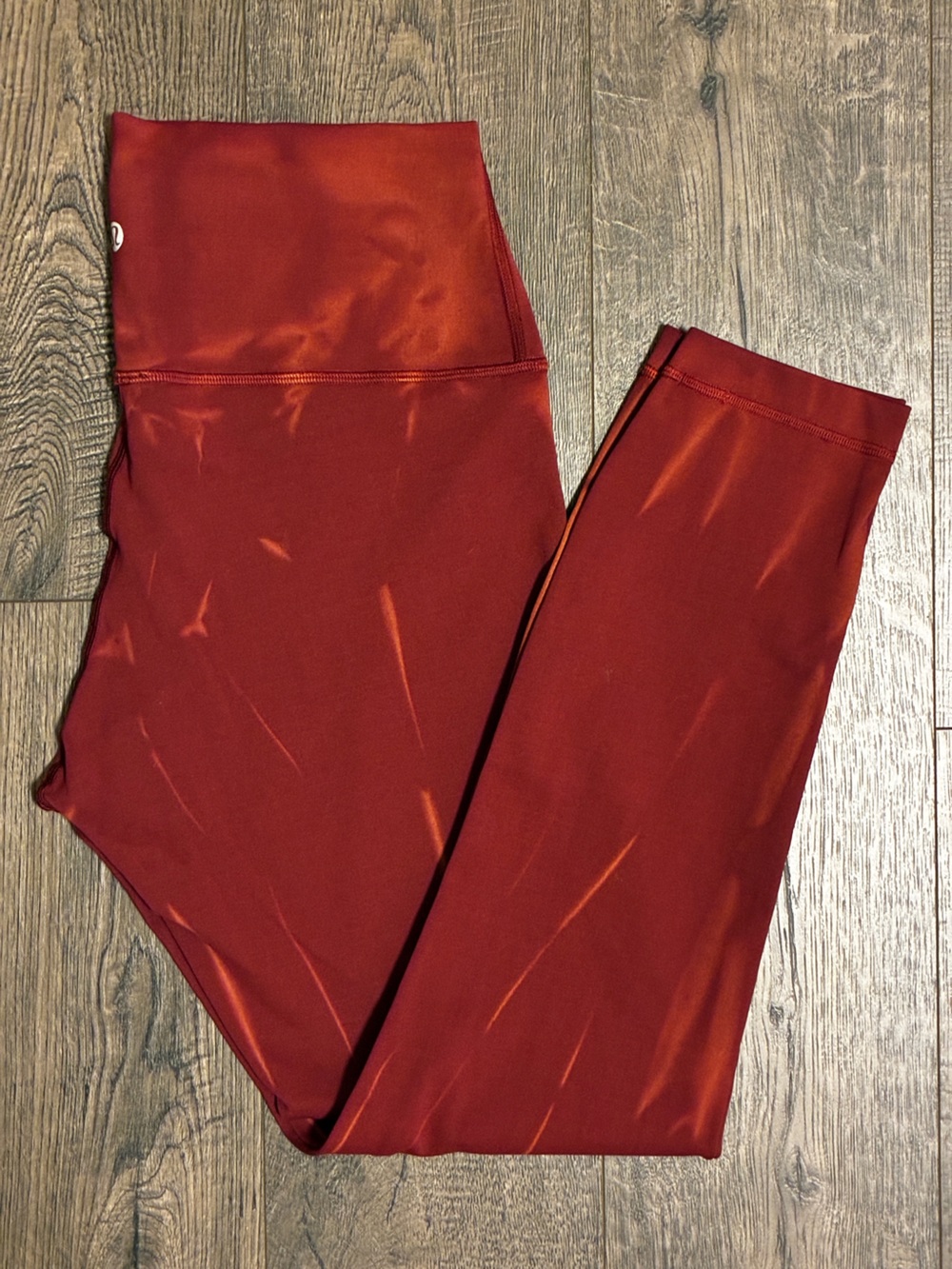 Lululemon Wunder Train High-Rise Tight 25" Sun Bleached Wash Red Merlot - Size 8